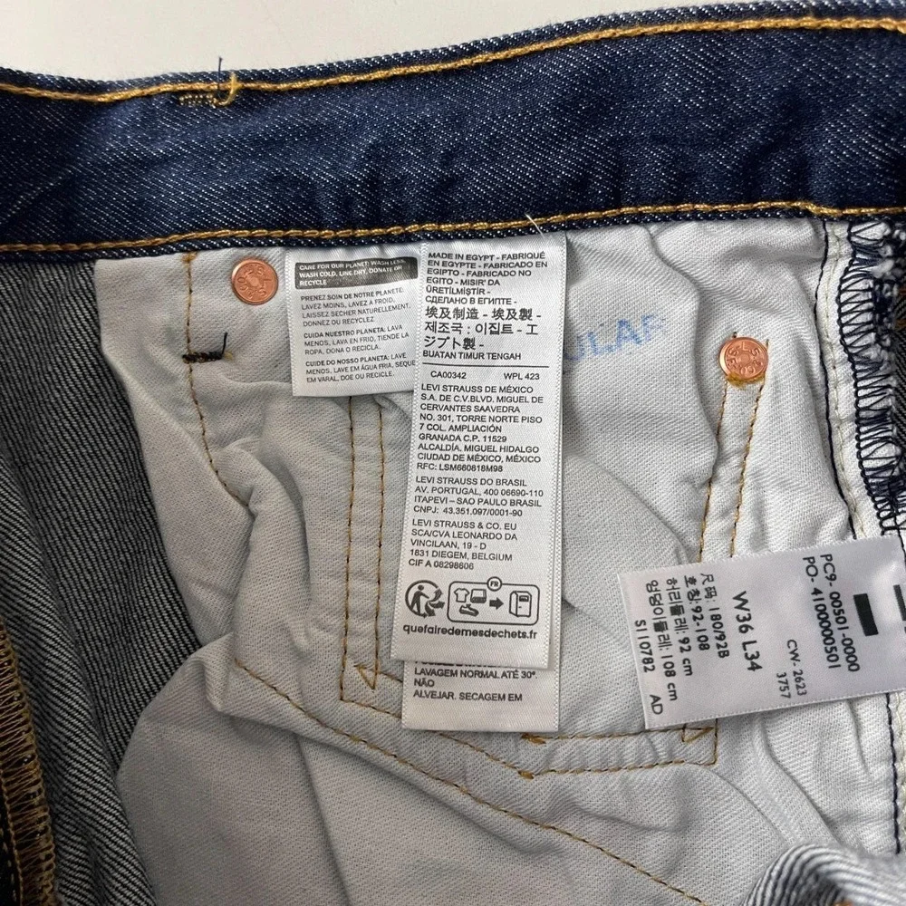 Levis 501 Jeans Mens 36x34 Blue Original Fit Straight Dark Wash Denim Grunge 90s